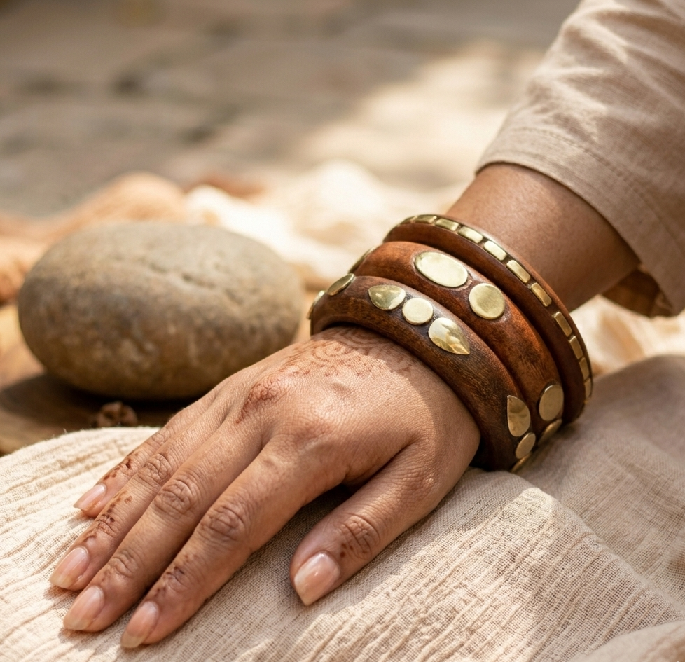 Handcrafted Wooden Bangles Set of 4