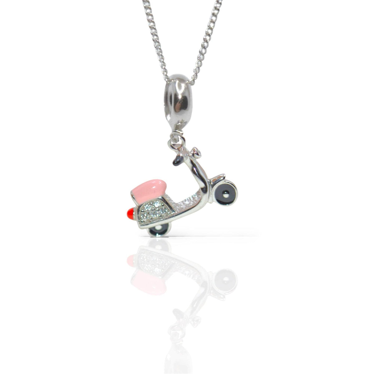 Retro Scooter Charm Pendant - 925 Silver Jewelry - Luxevogue