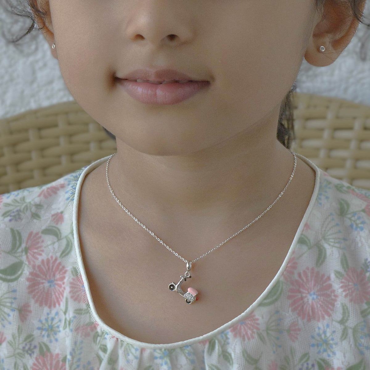 Retro Scooter Charm Pendant - 925 Silver Jewelry - Luxevogue