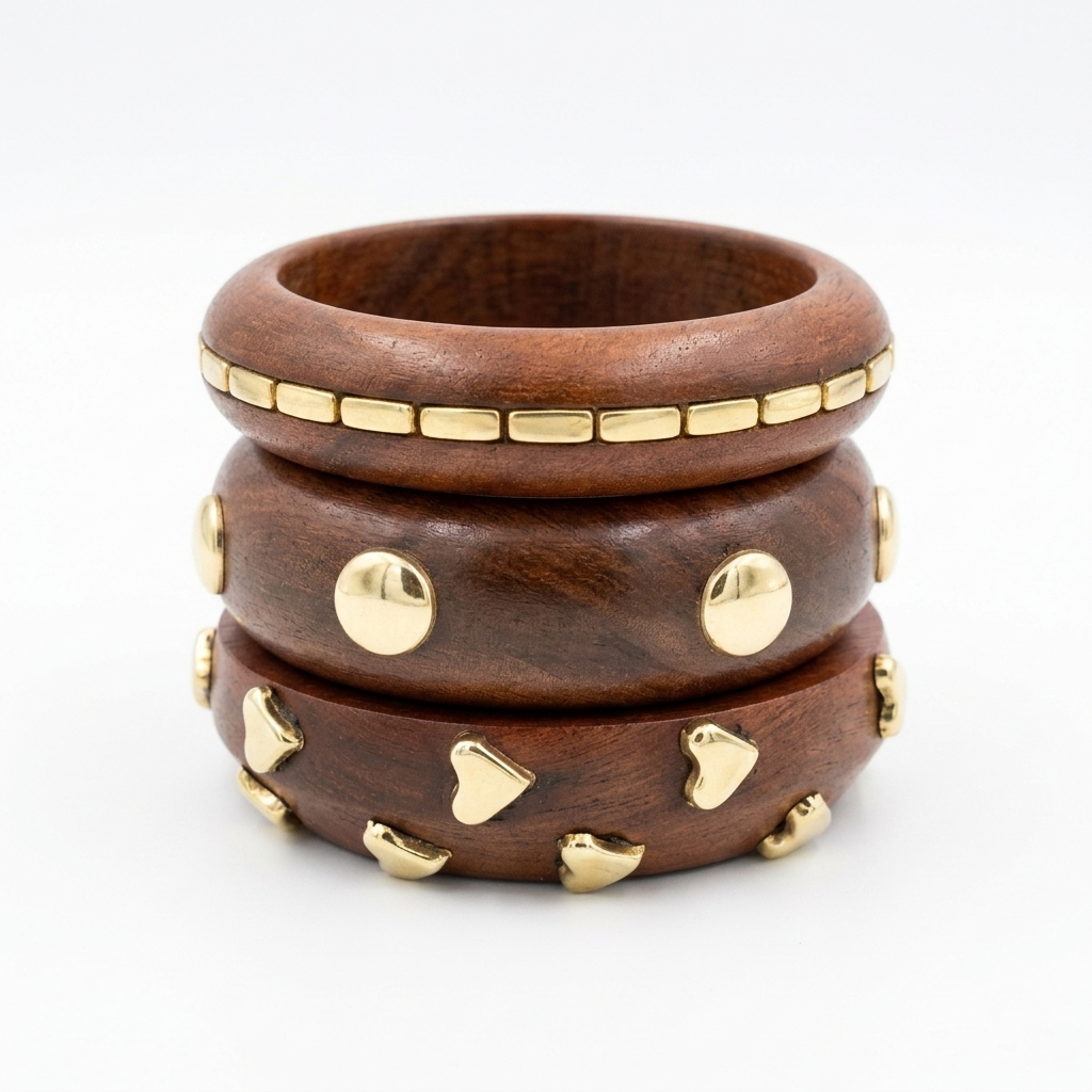 Handcrafted Wooden Bangles Set of 3