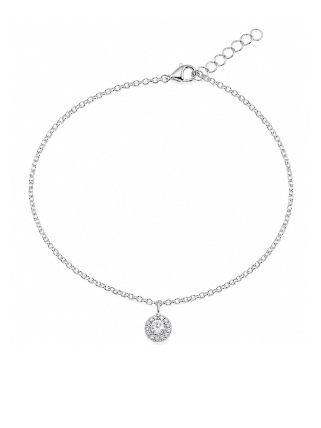 Silver Anklet for Women | Round Halo Charm | Luxevogue (Single)