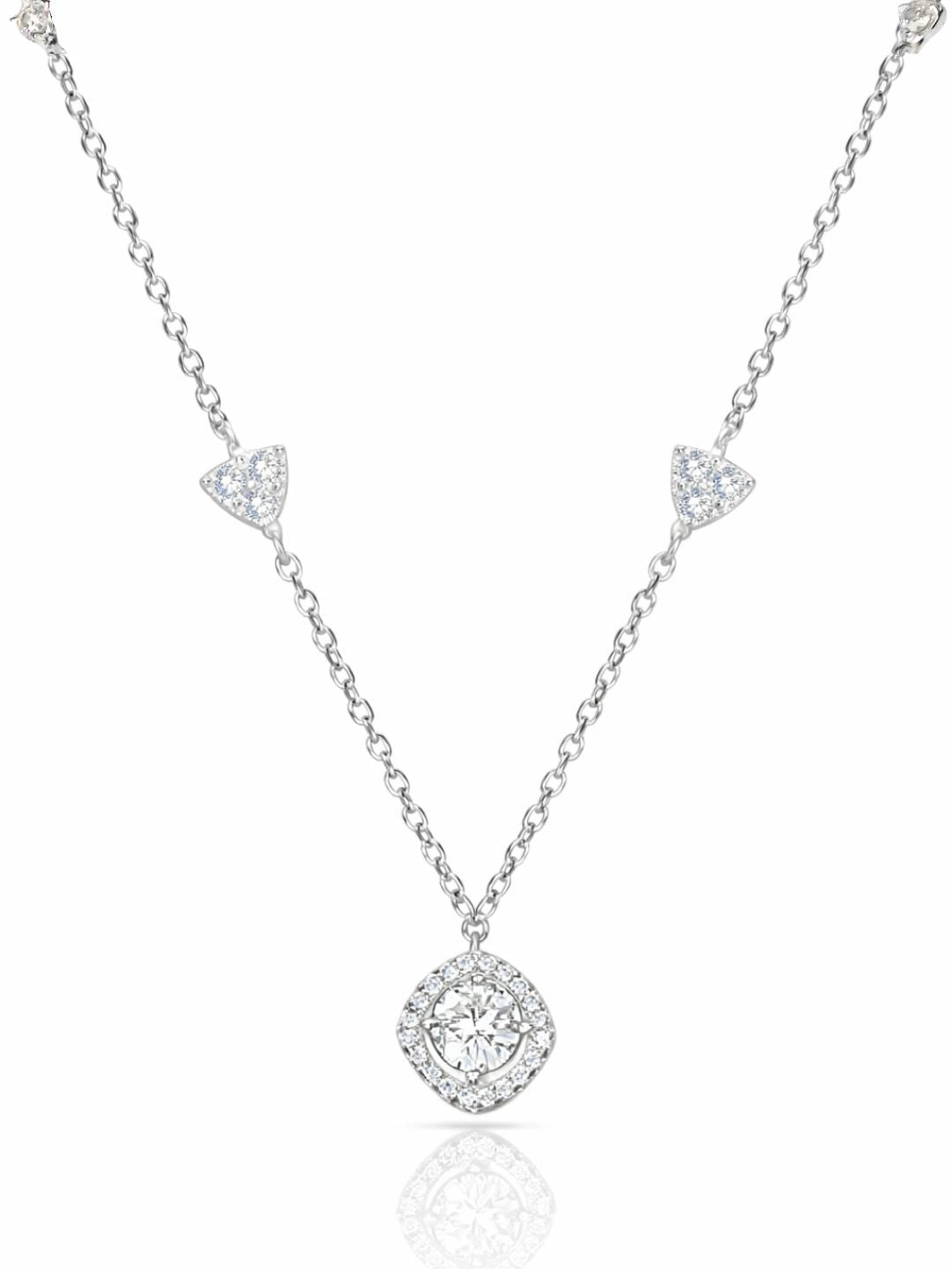 925 Sterling Silver Modern Halo Pendant Necklace