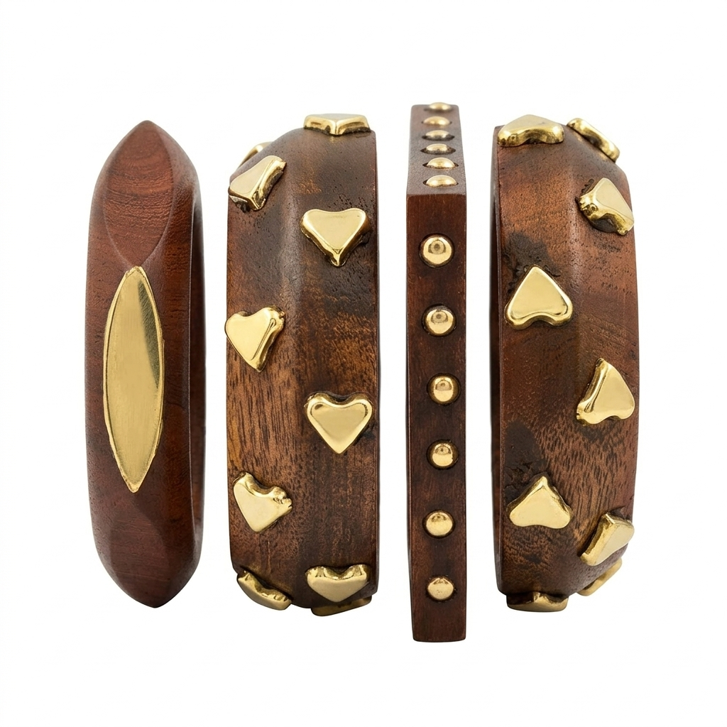 Handcrafted Wooden Bangles Set of 4