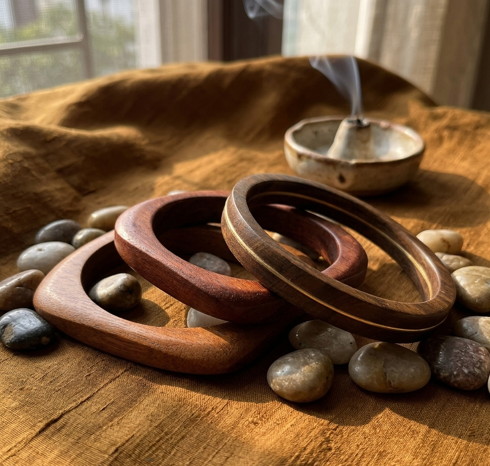 Handcrafted Wooden Bangles Set of 3