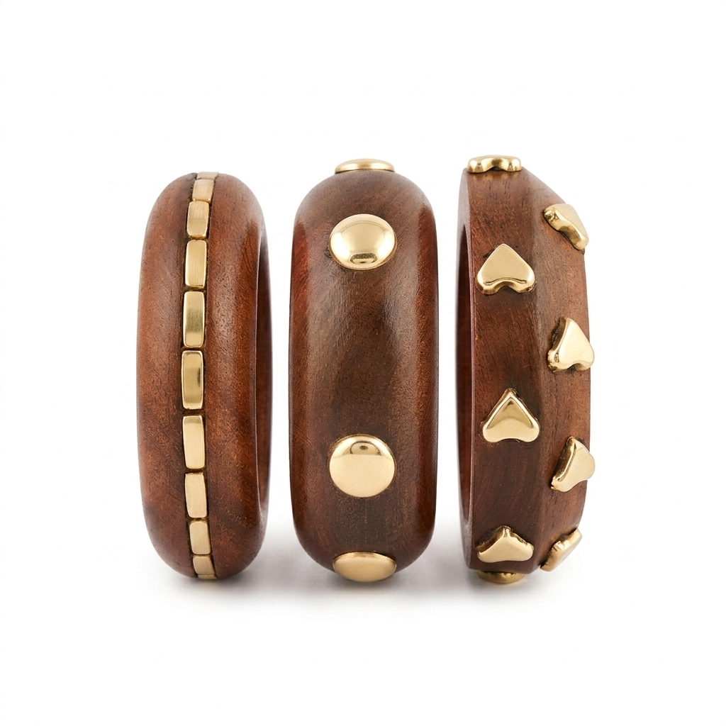Handcrafted Wooden Bangles Set of 3