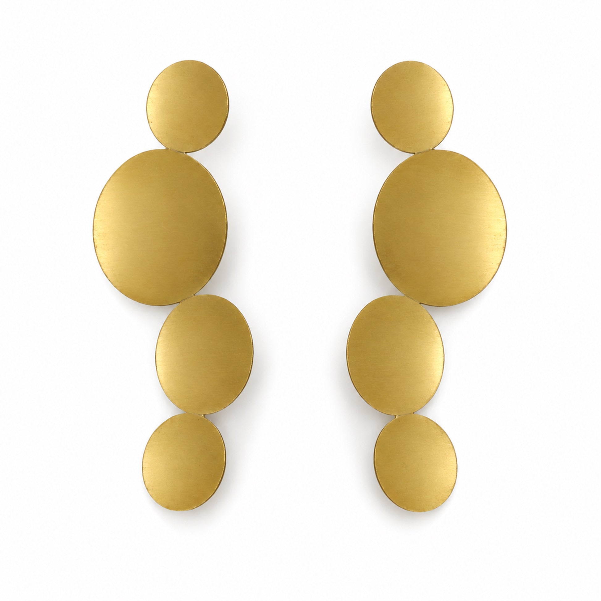 Brass Gold-Tone Graduated Disc Drop Earrings