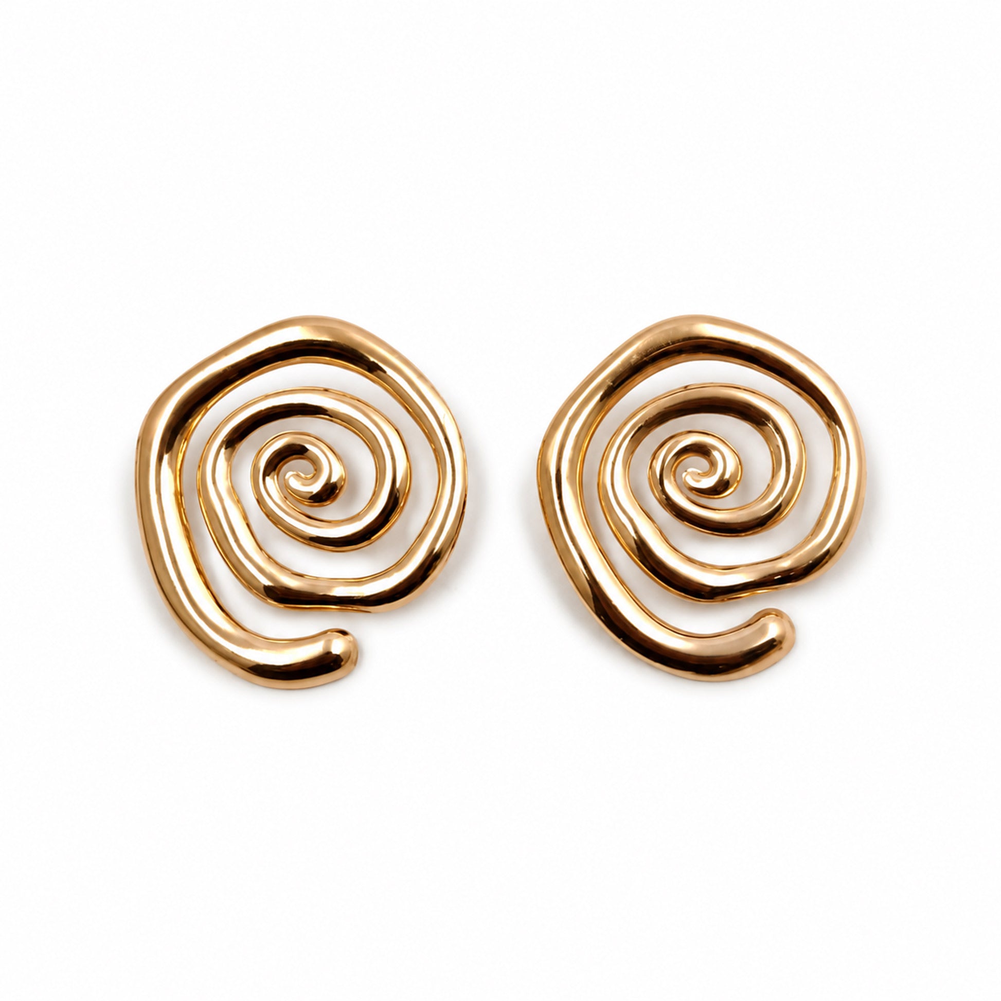 Gold-Tone Spiral Statement Earrings