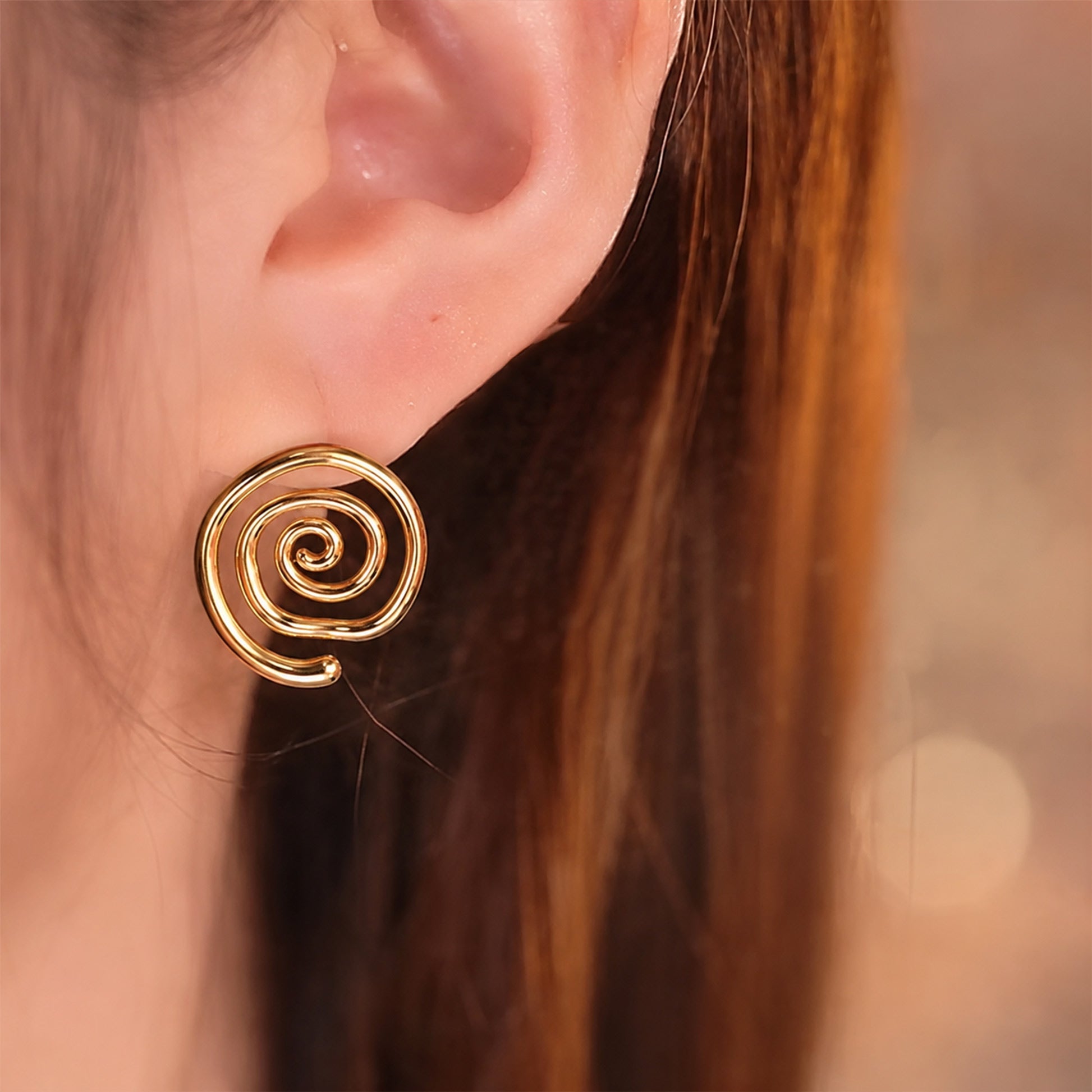 Gold-Tone Spiral Statement Earrings