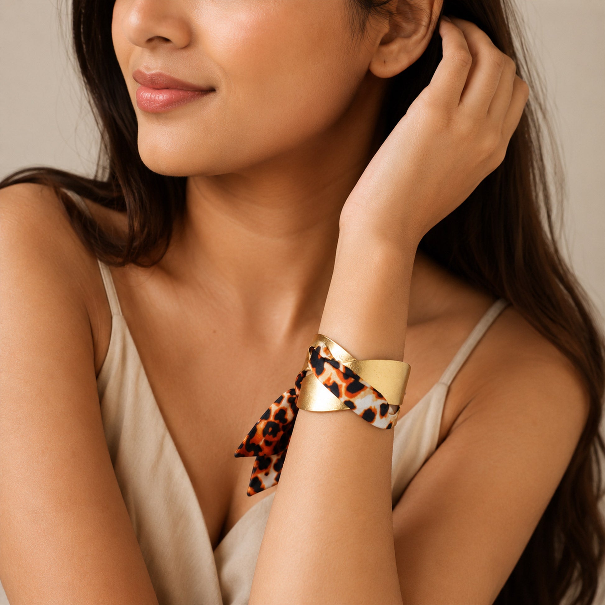 Animal Print Wrap Wide Open Cuff Bracelet