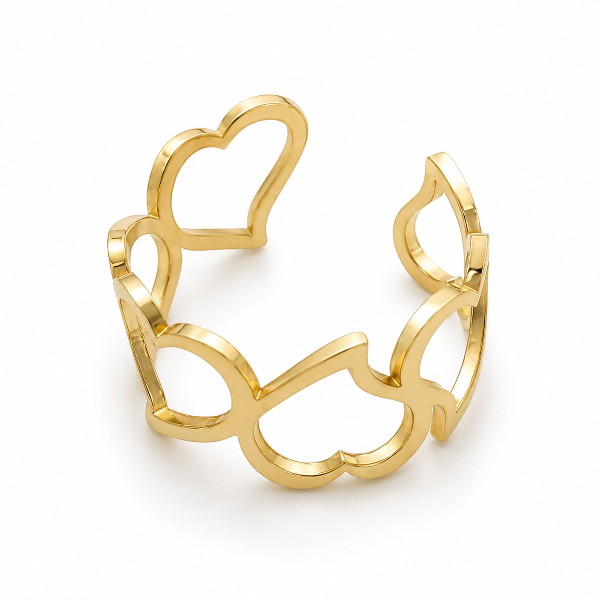 Interlinked Heart Cutwork Hinged Cuff Bracelet