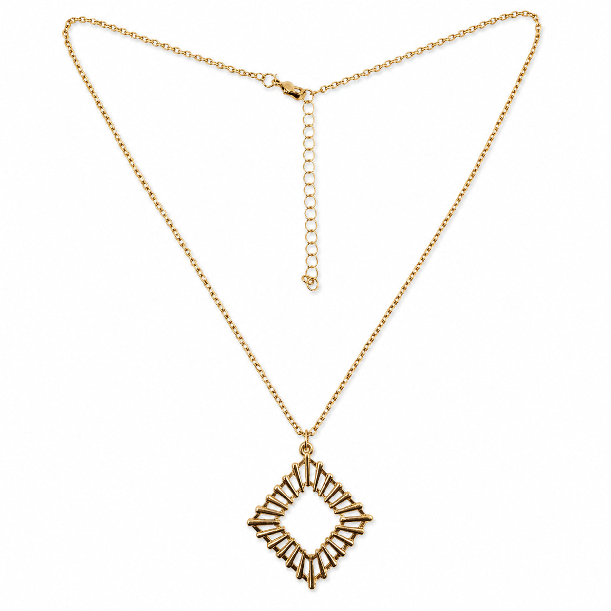 Gold Geometric Sunburst Pendant Necklace