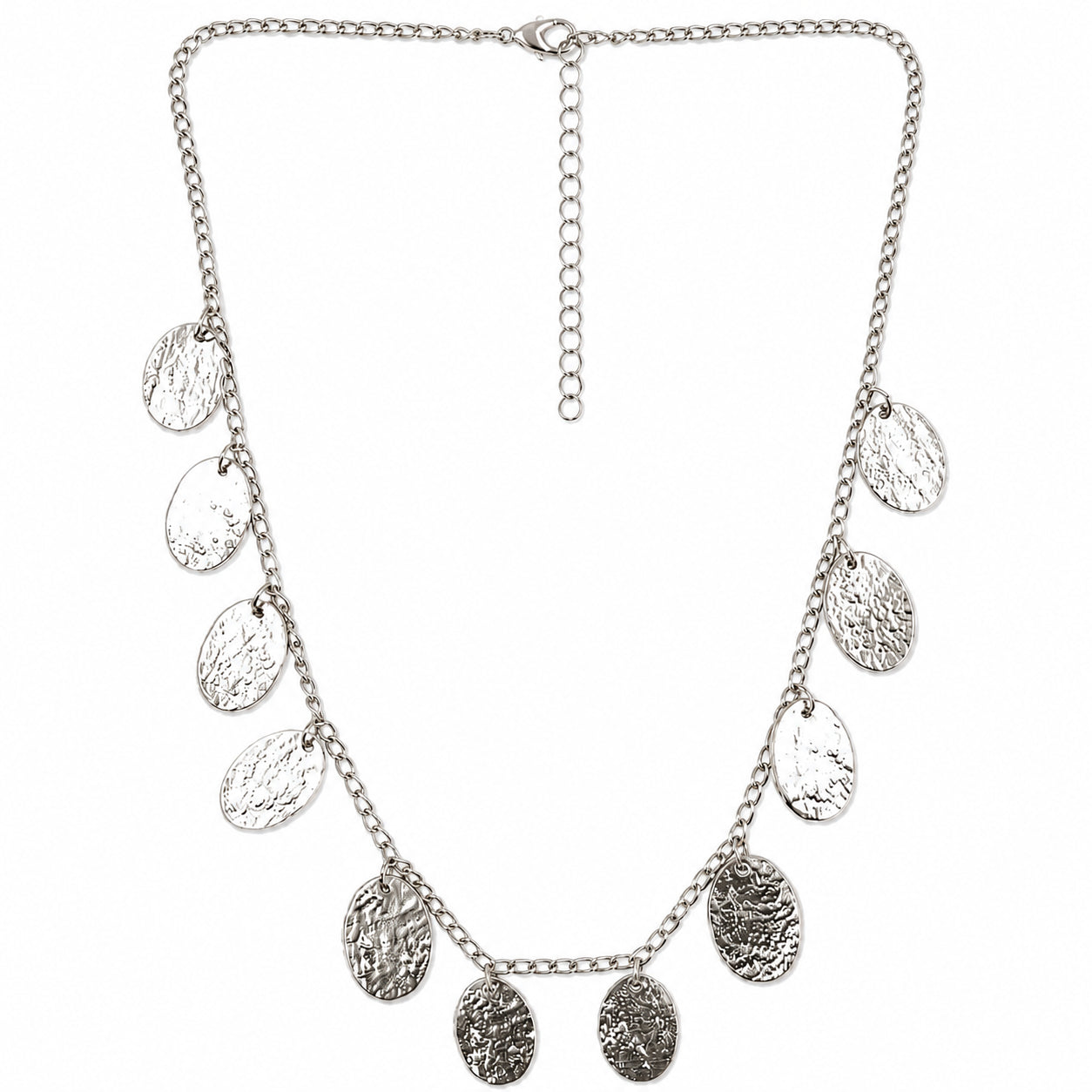 Multi Tone Hammered Disc Statement Necklace