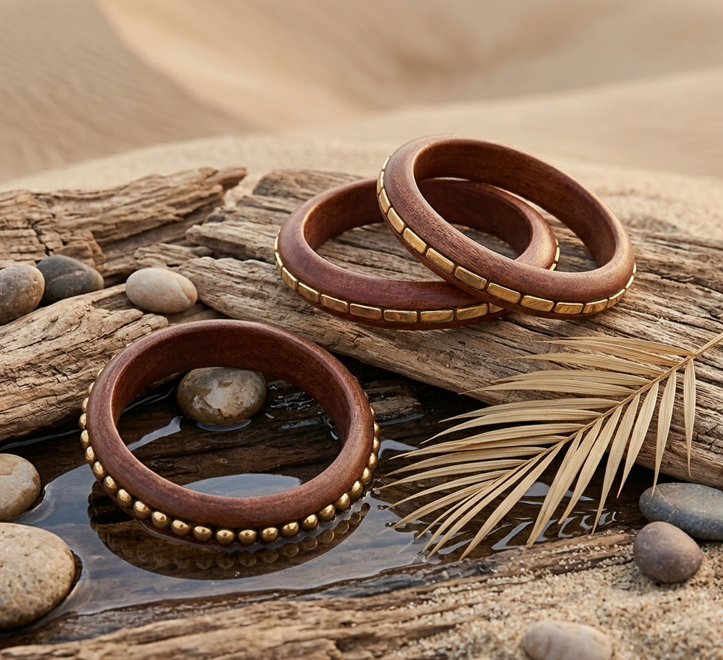 Handcrafted Wooden Bangles Set of 3