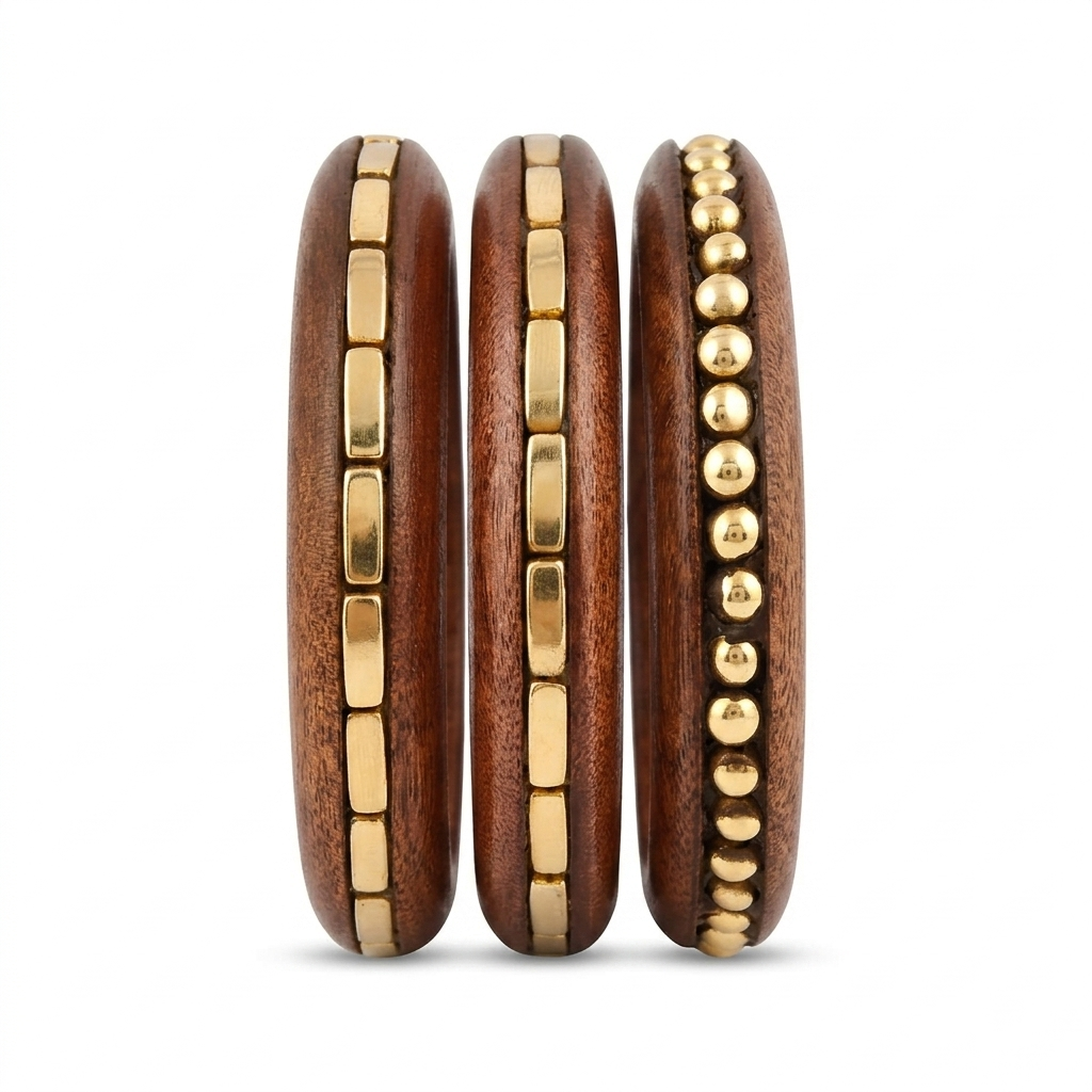 Handcrafted Wooden Bangles Set of 3