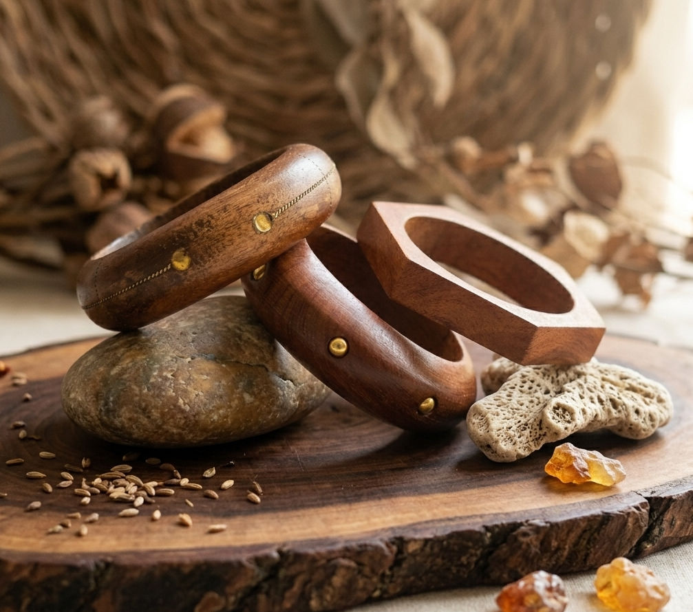 Handcrafted Wooden Bangles Set of 3