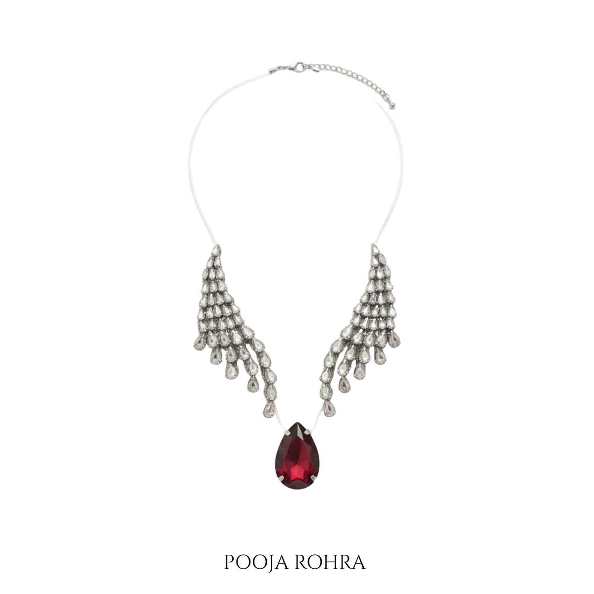 Zarina Necklace in Silver & Red