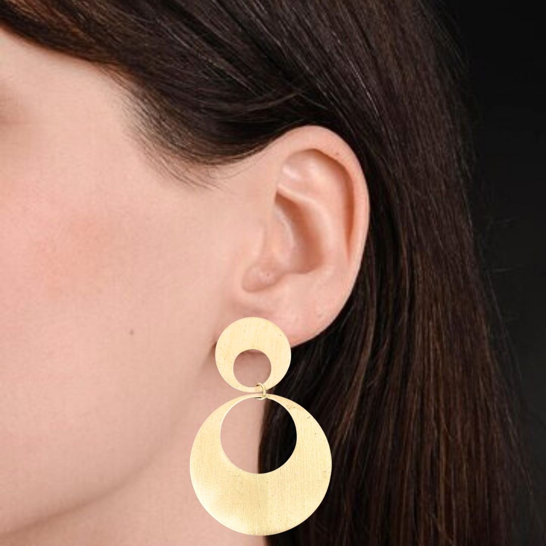 Gold Plated Double Round Earrings