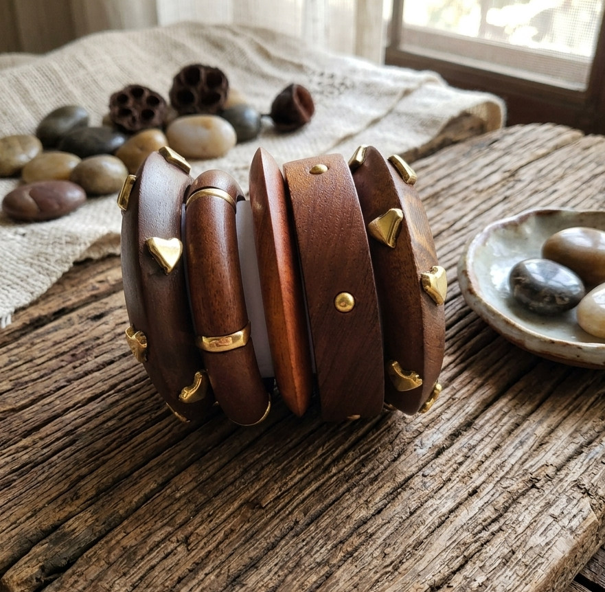 Handcrafted Wooden Bangles Set of 5