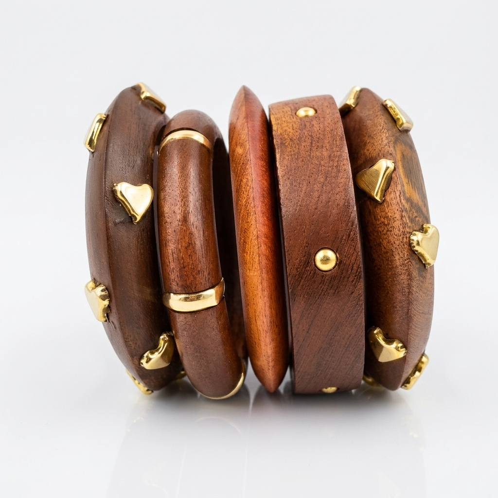 Handcrafted Wooden Bangles Set of 5