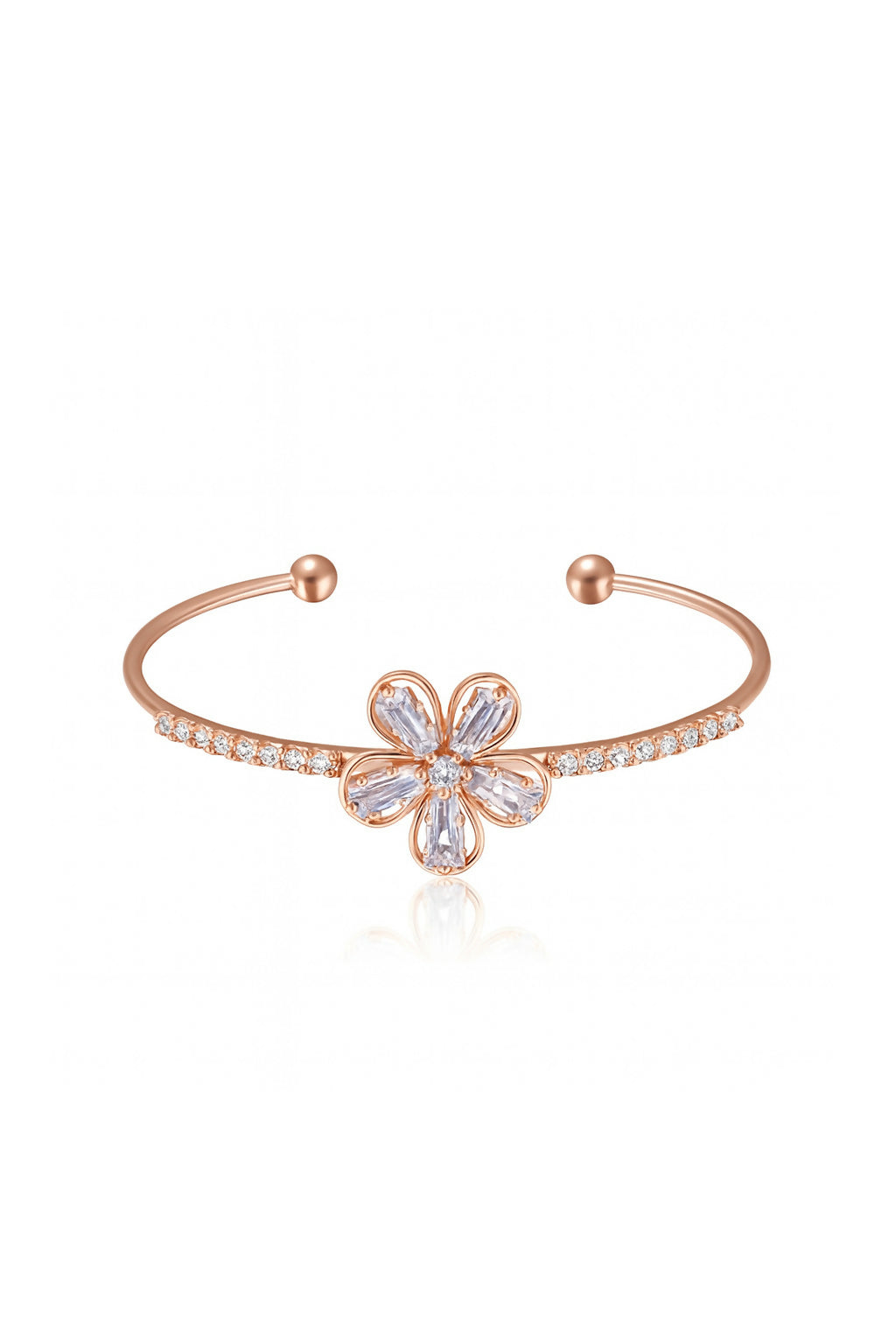 Anuradha Art Jewellery rose gold finish floral design with cubic zirconia stud Adjustable cuff bracelet, Kada bracelet for women and girls.