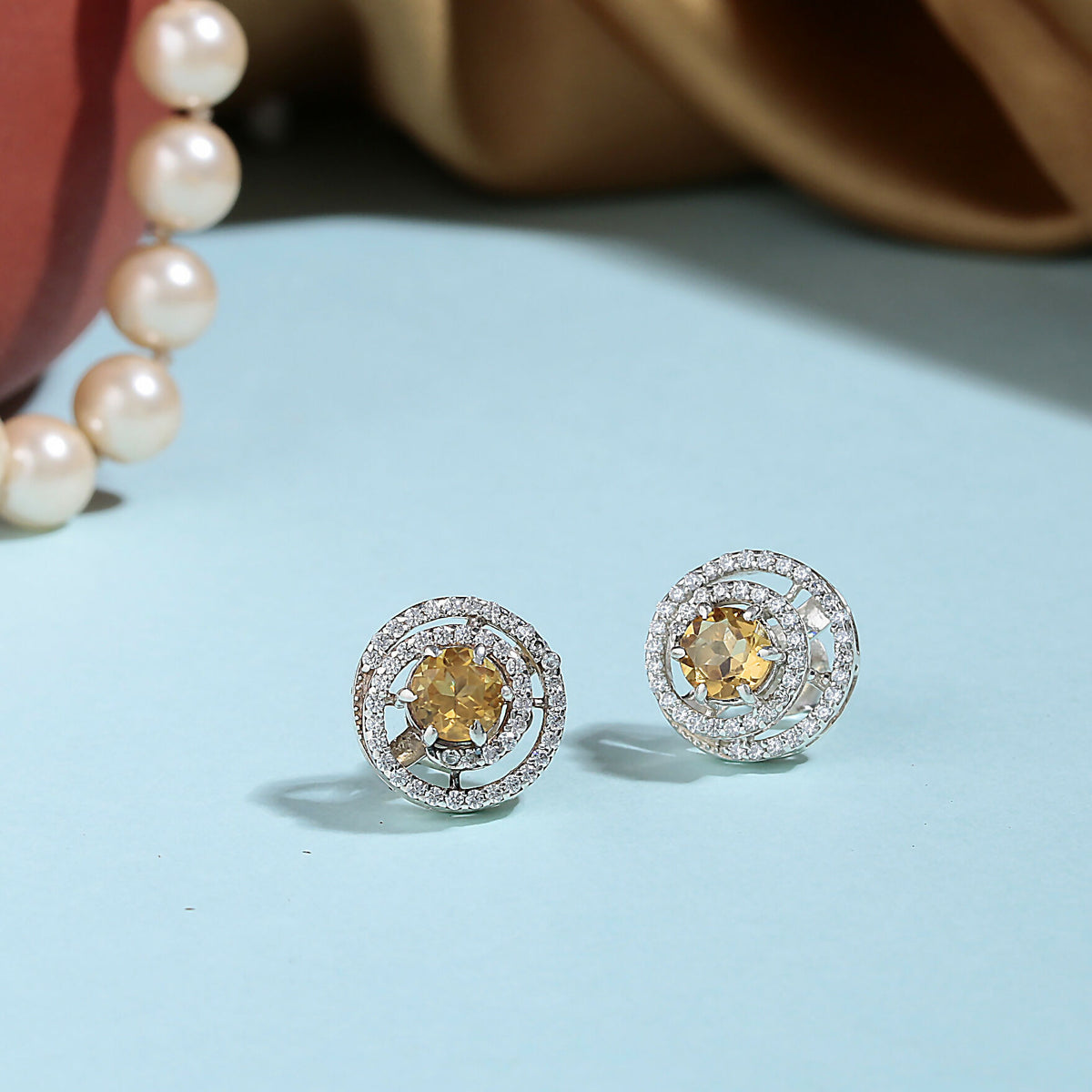925 Sterling Silver Citrine Earrings for Women | Natural Yellow Gemstone Drop Earrings | High Polish Party Wear Silver Jewelry