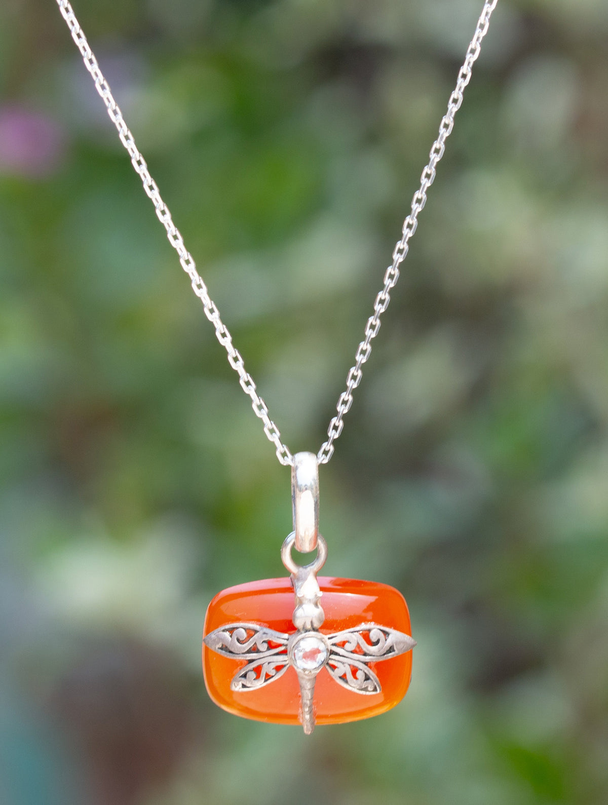 925 Sterling Silver Carnelian and Quartz Butterfly pendent | handcrafted jewellery |