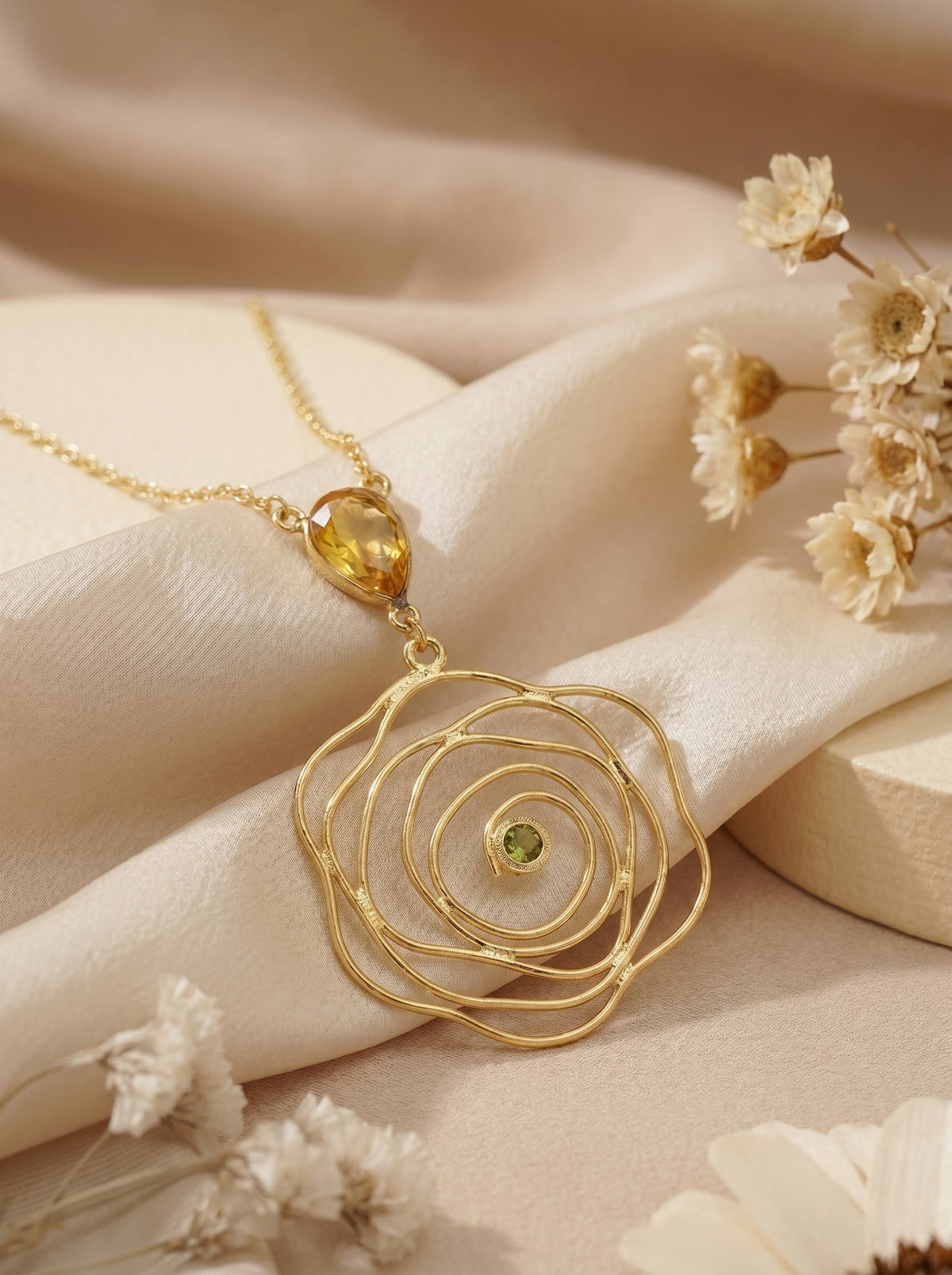 Abstract Floral Crystal Designer Contemporary Statement Pendant Necklace for Women