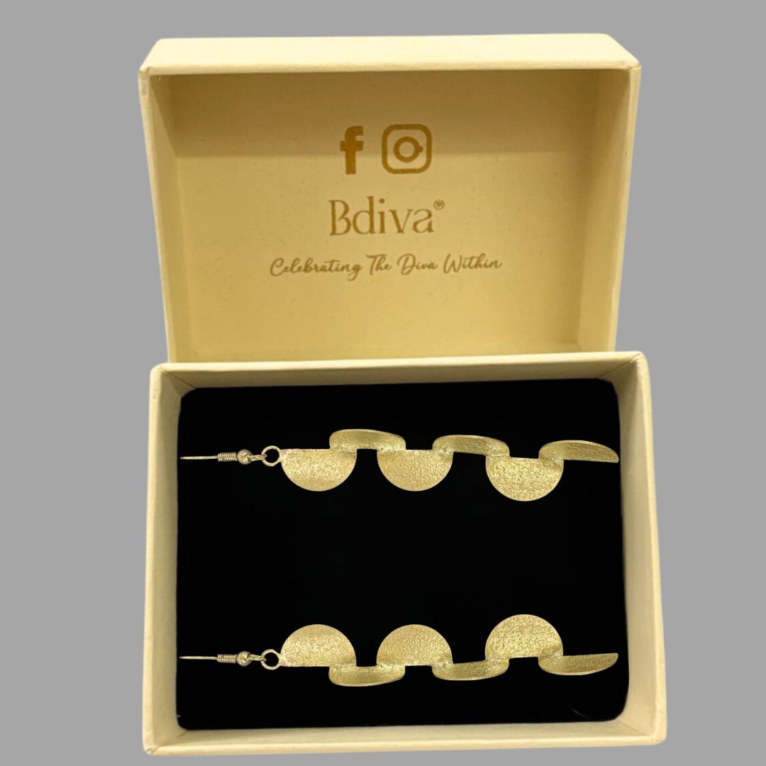 Gold Plated Semi-Circle Drop Earrings
