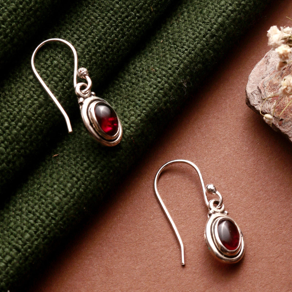 925 Sterling Silver Garnet Earrings for Women |Silver Jewelry | Handcrafted Elegant Gift