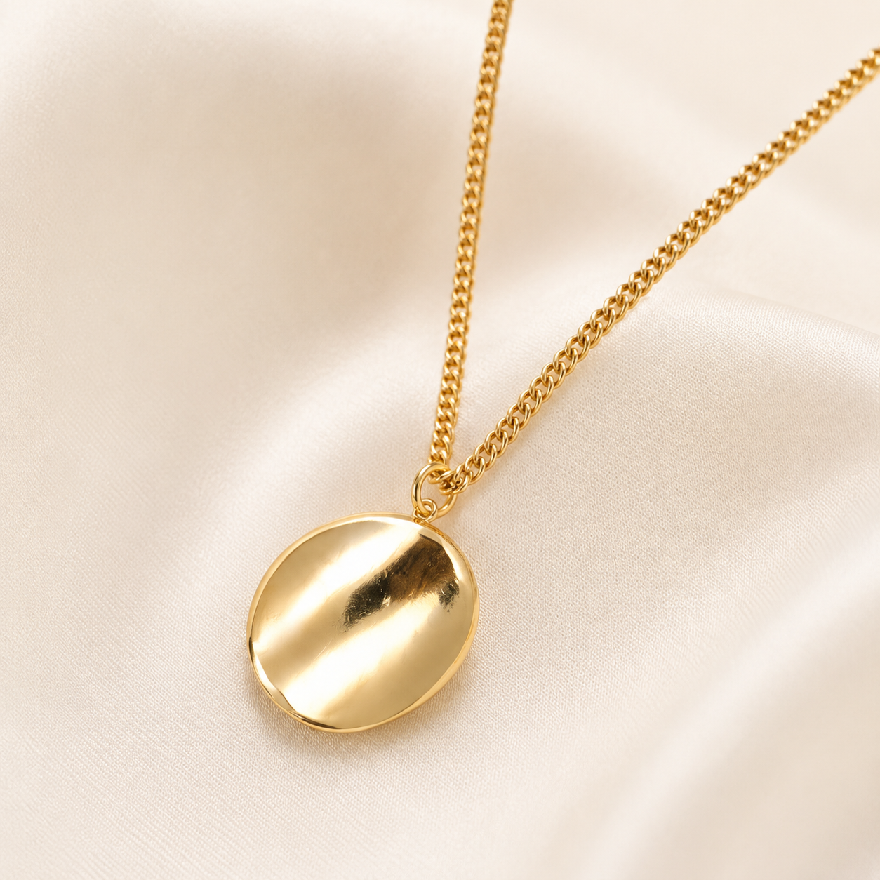 Gold pendant necklace styled as elegant fashion jewellery