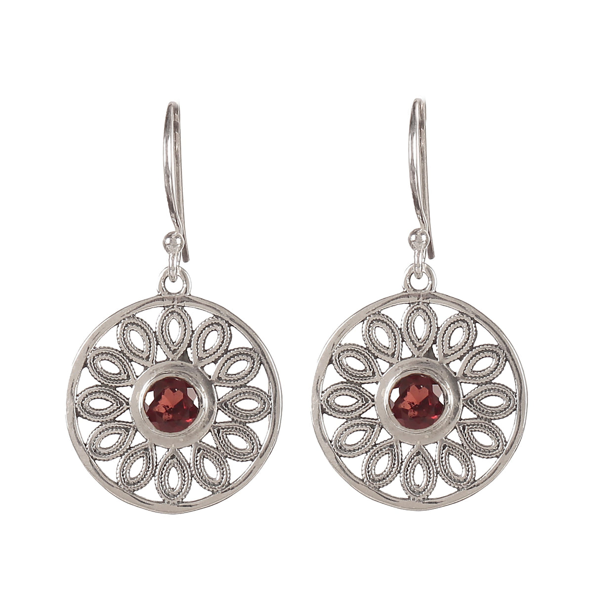 925 Sterling Silver Garnet Drop Earrings for Women | Vintage Inspired Elegant Jewelry