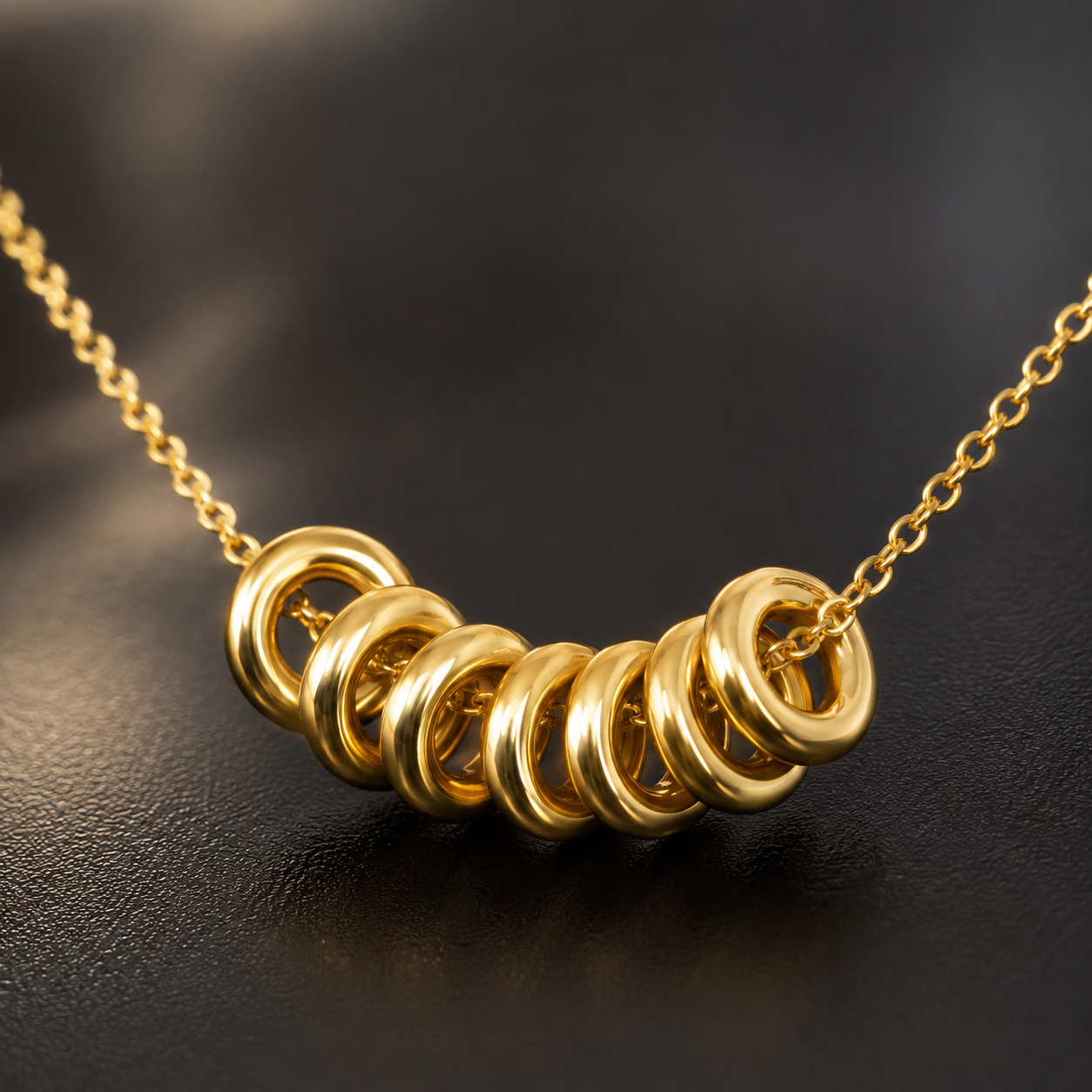 Gold Multi Ring Pendant Necklace