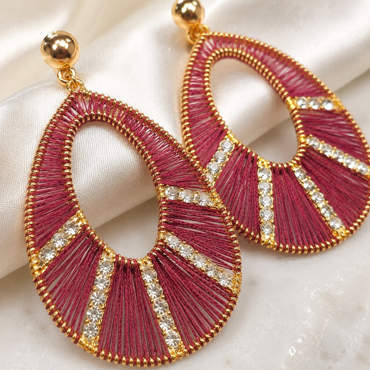 Thread Teardrop Drop Earrings
