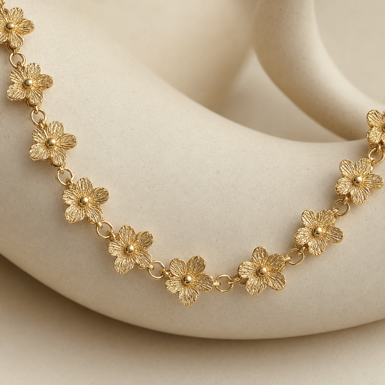 Gold Floral Chain Necklace