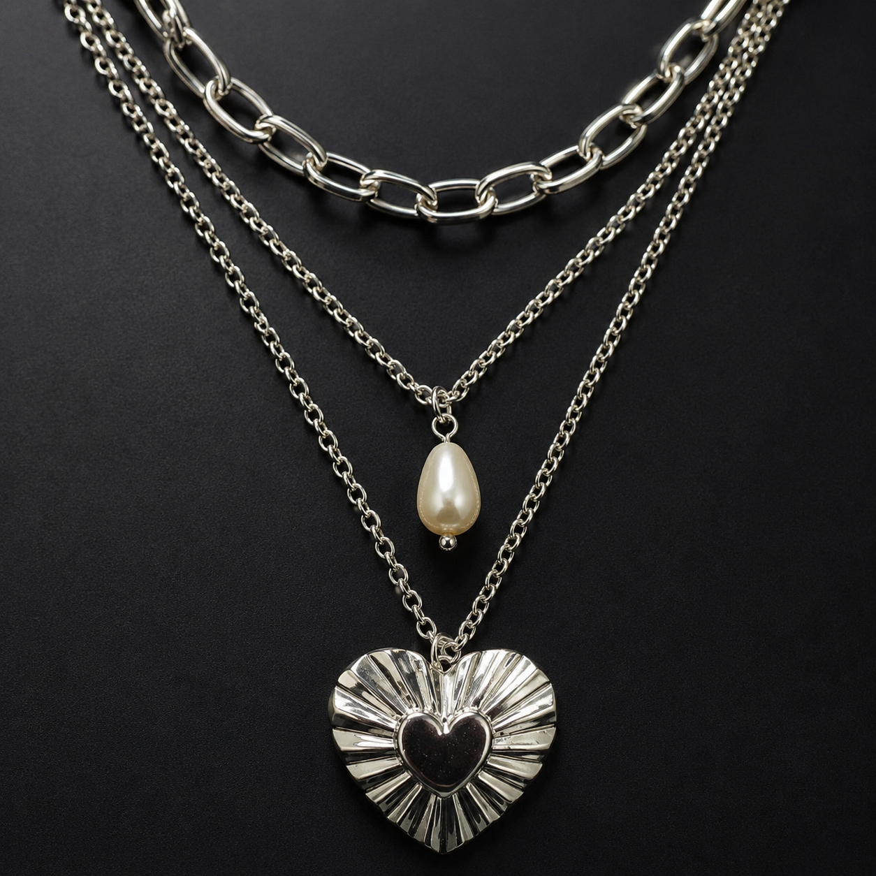 Gold Layered Heart Pendant Necklace
