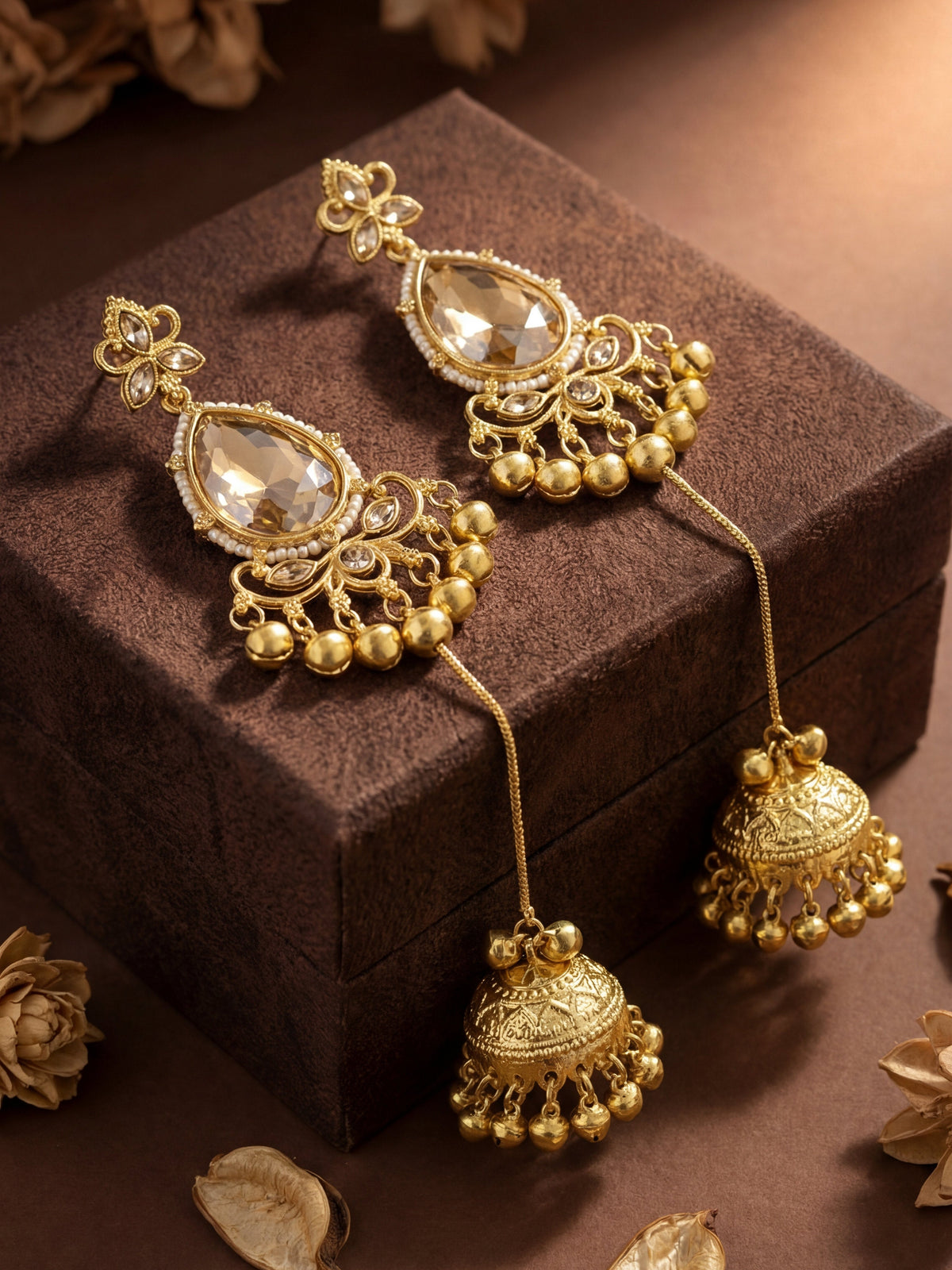 Shadow Stone Kashmiri Jhumka Earrings for Women