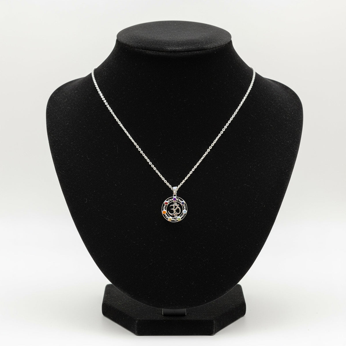 925 Sterling Silver Chakra Pendant Necklace for Women with 18" Chain | Handmade Multicolor Energy Jewelry | Size 3.5x2.6 cm