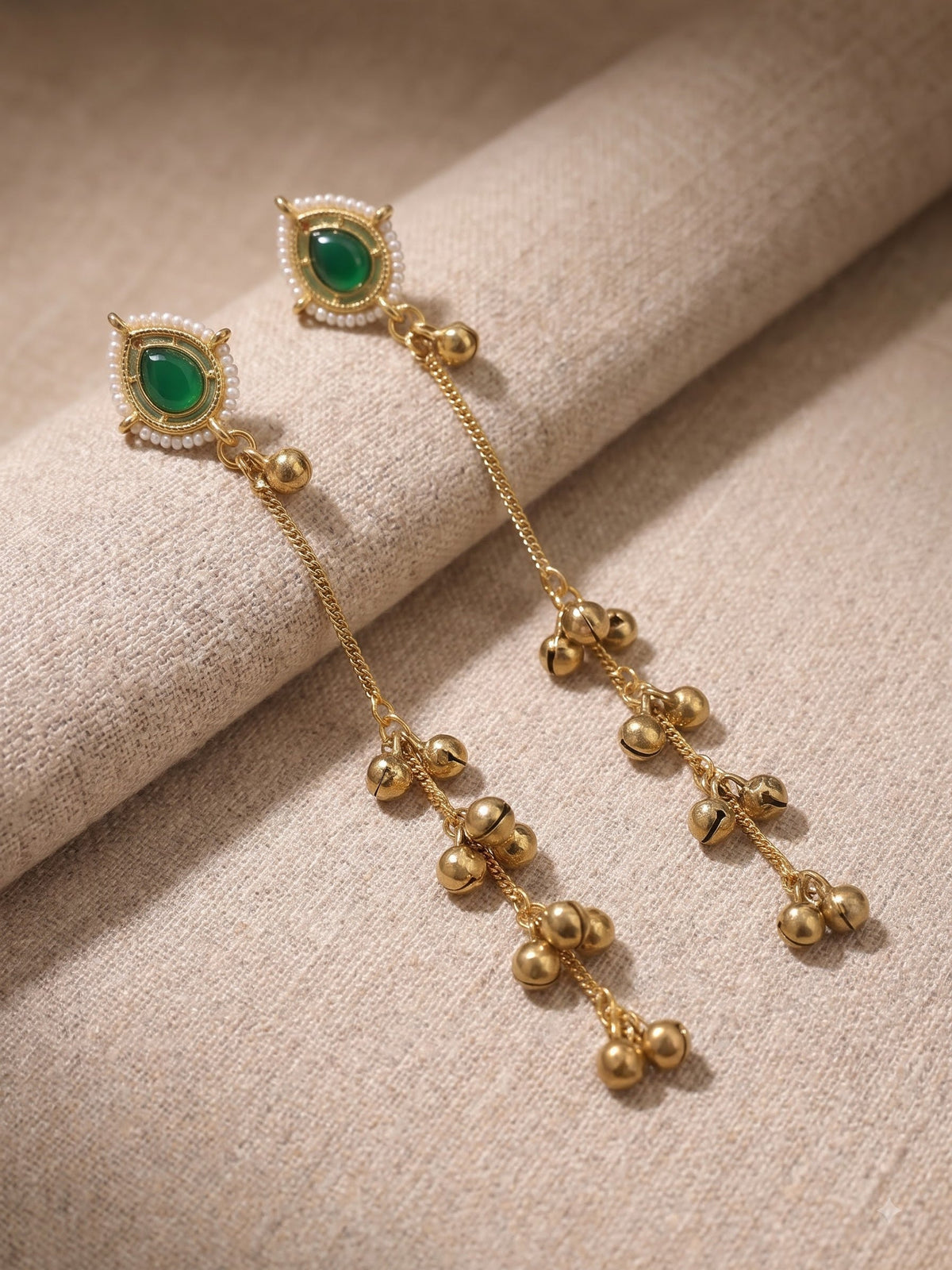 Kashmiri Long Chain Ghungroo Earrings