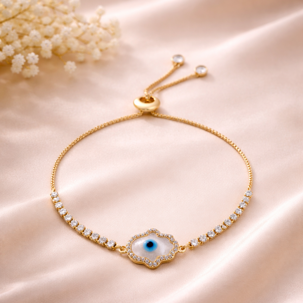 Gold Plated Evil Eye Hamsa Bracelet