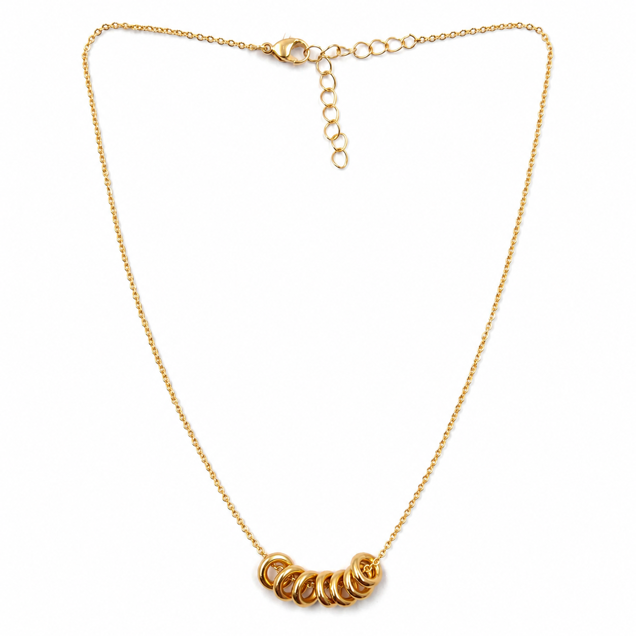 Gold Multi Ring Pendant Necklace