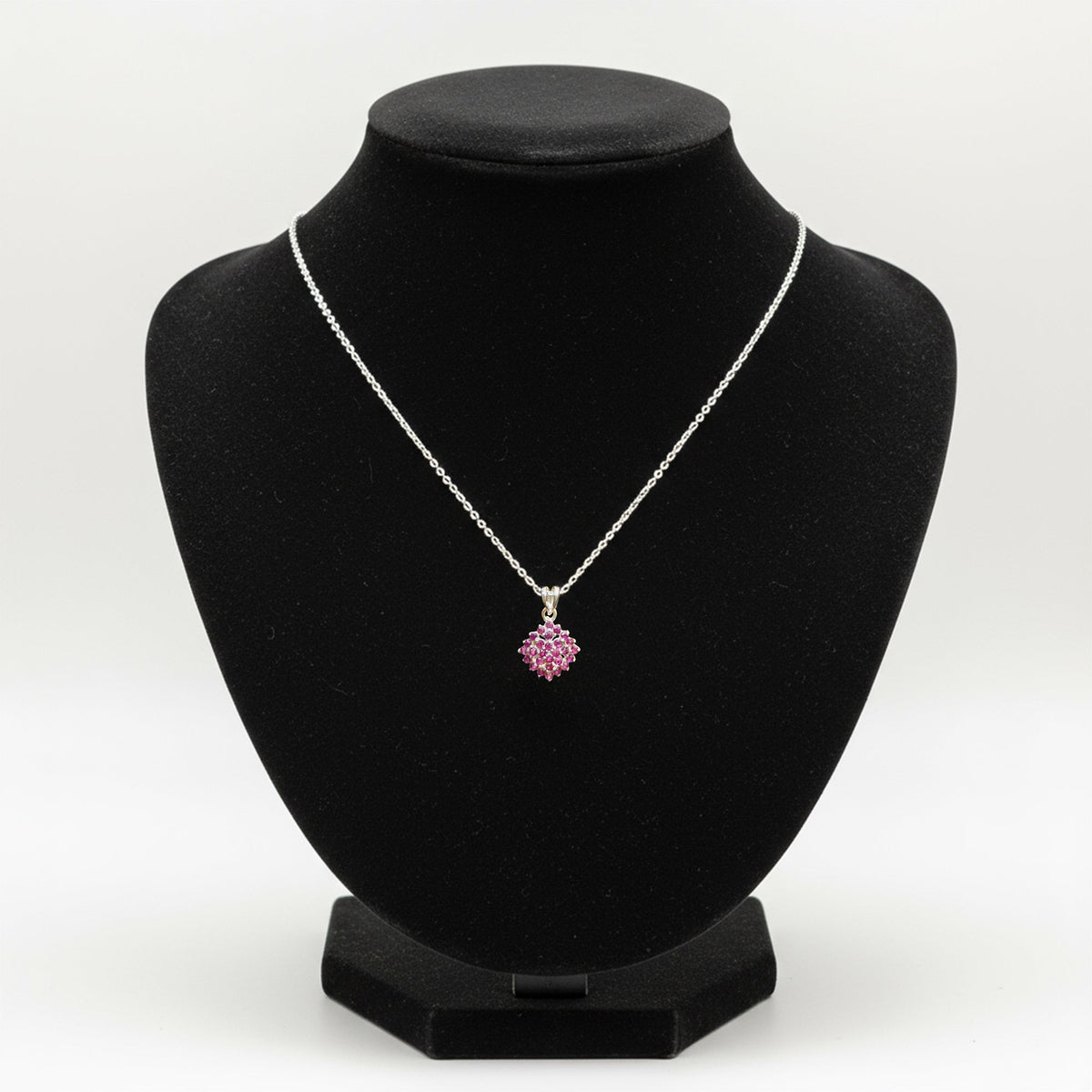 925 Sterling Silver Ruby Pendant Necklace for Women with 18" Chain | Elegant Handmade Pink Gemstone Jewelry | Size 2.1x1.4 cm