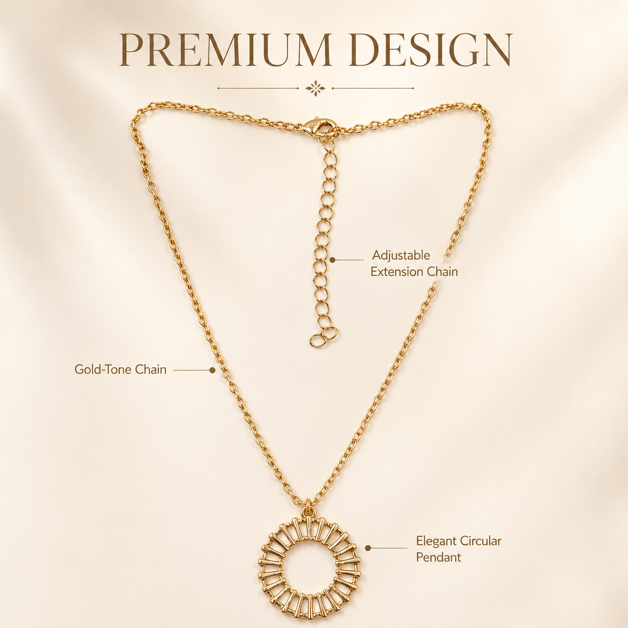 Gold Round Stone Pendant Necklace