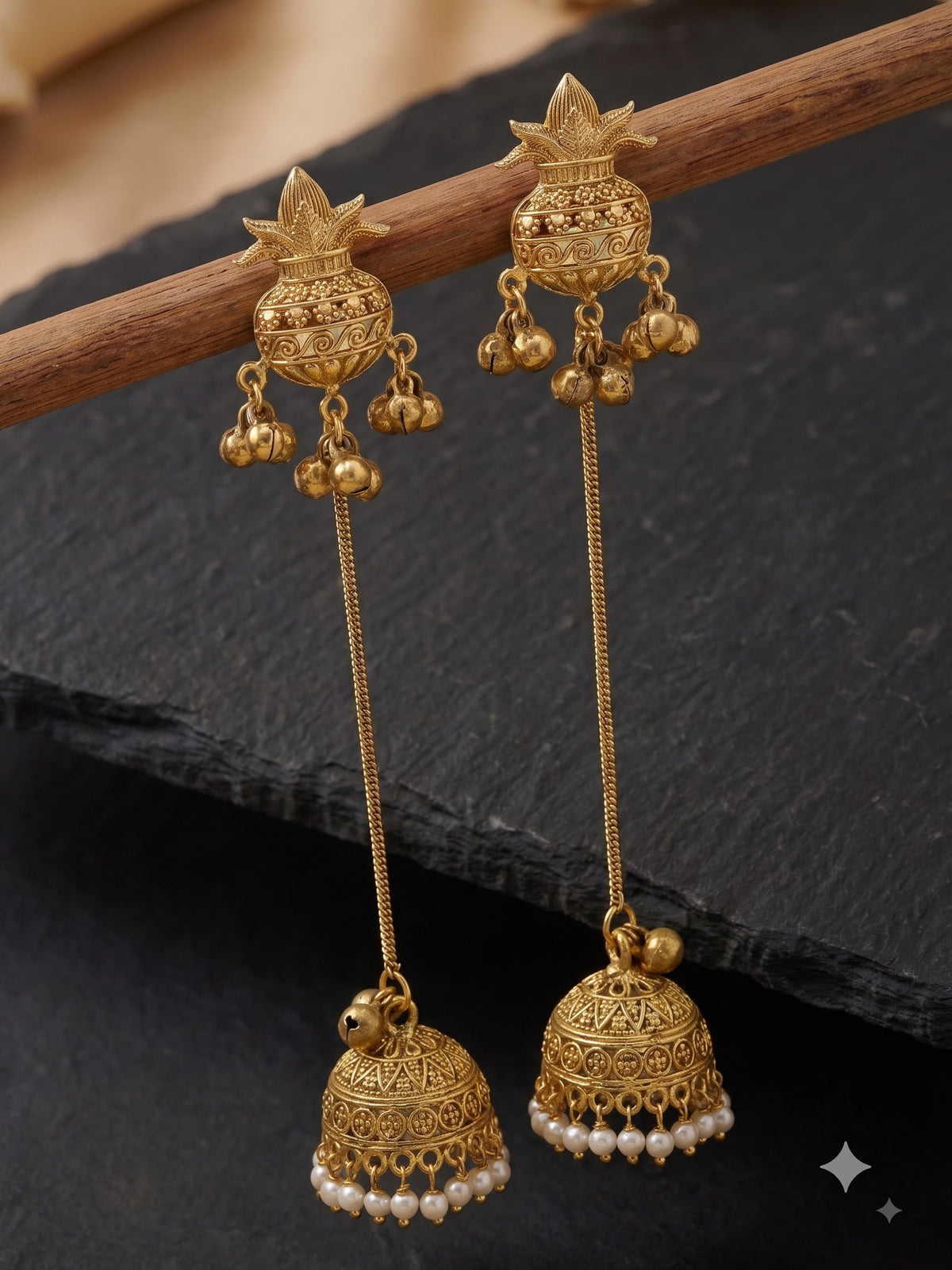Kashmiri Long Chain Ghungroo Earrings