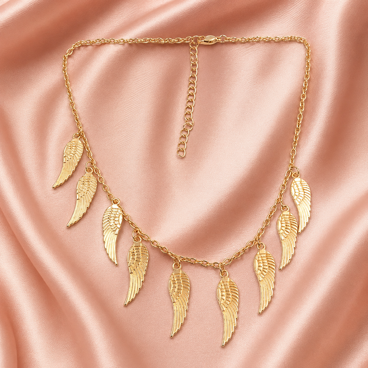 Gold Angel Wing Charm Necklace