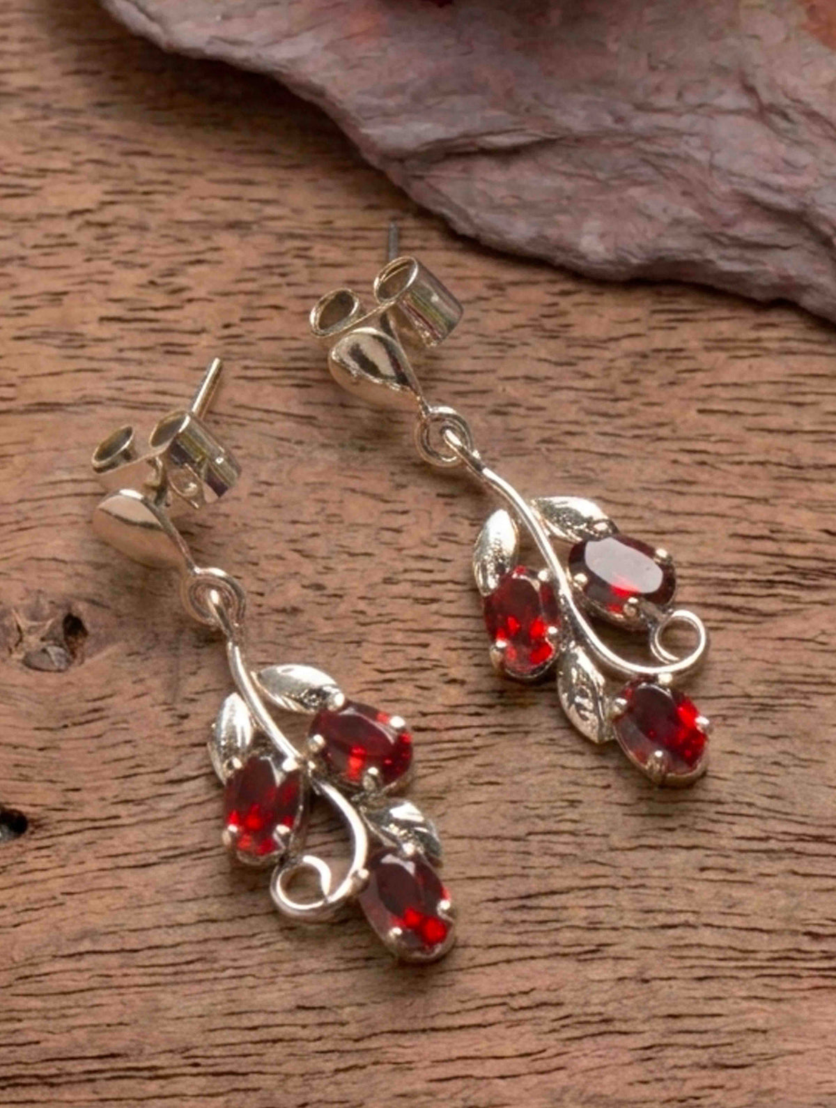 925 Sterling Silver Garnet Earrings for Women Handmade Gemstone Jewelry Elegant Party Wear Gift