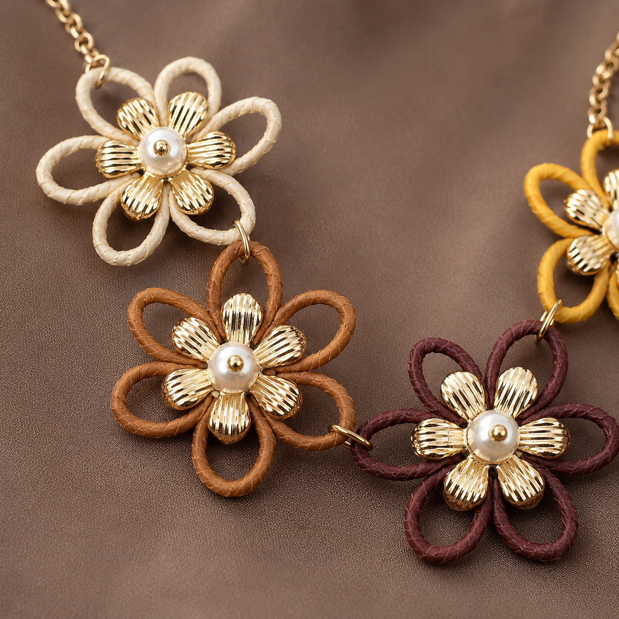 Stylish brown floral necklace for women party and festive wear