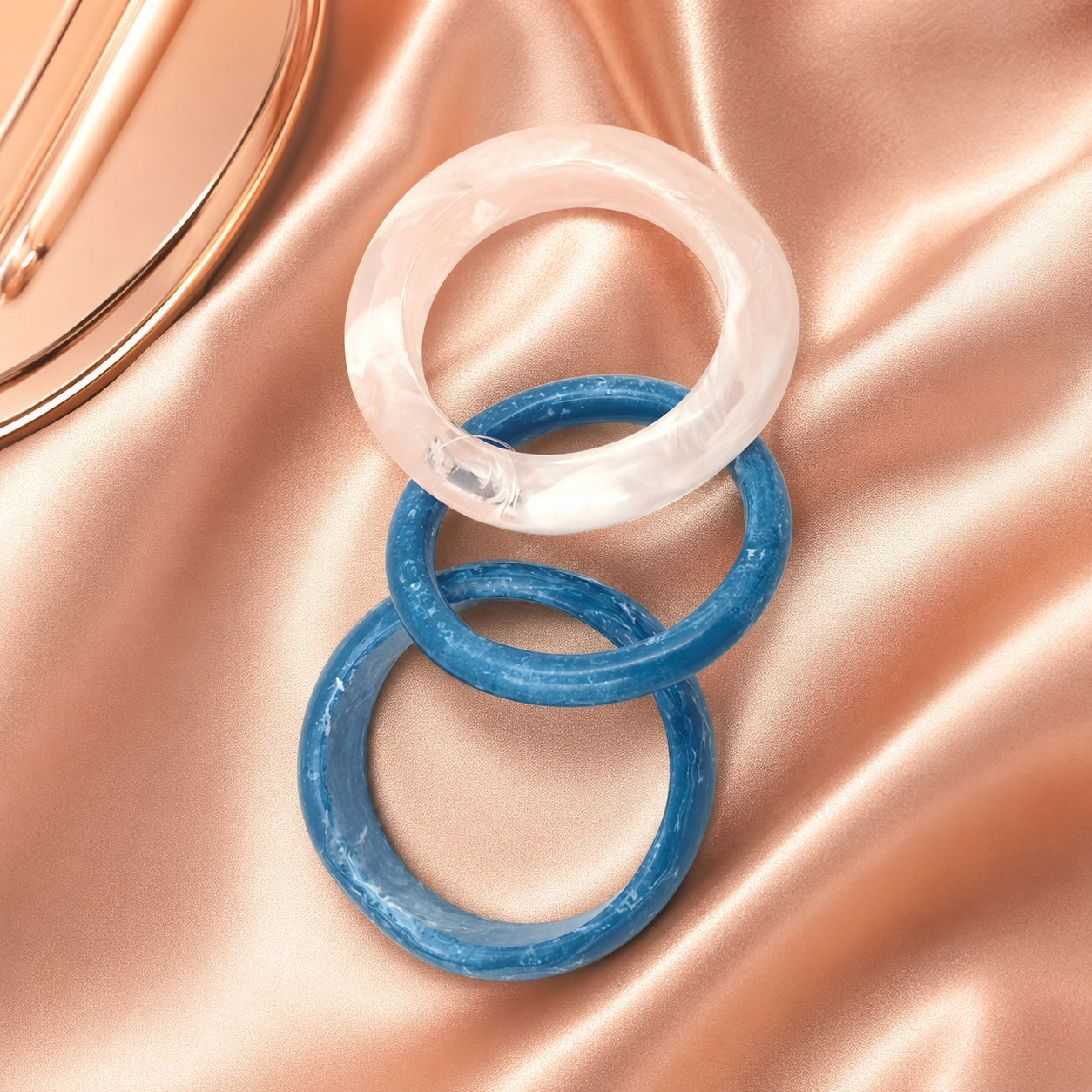 Blue Pink Marble Bangle Set