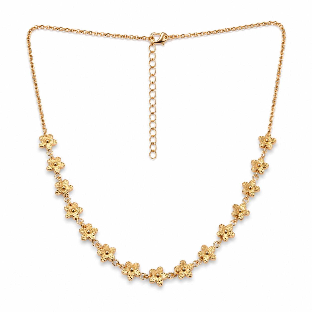 Gold Floral Chain Necklace