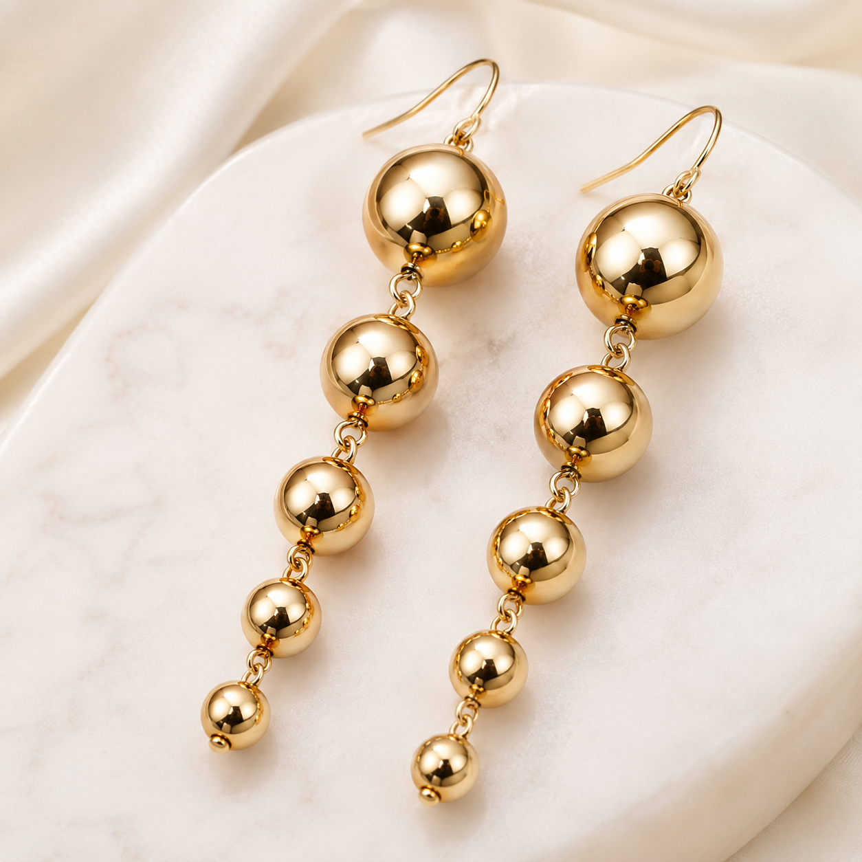 Graduated Ball Drop Earrings