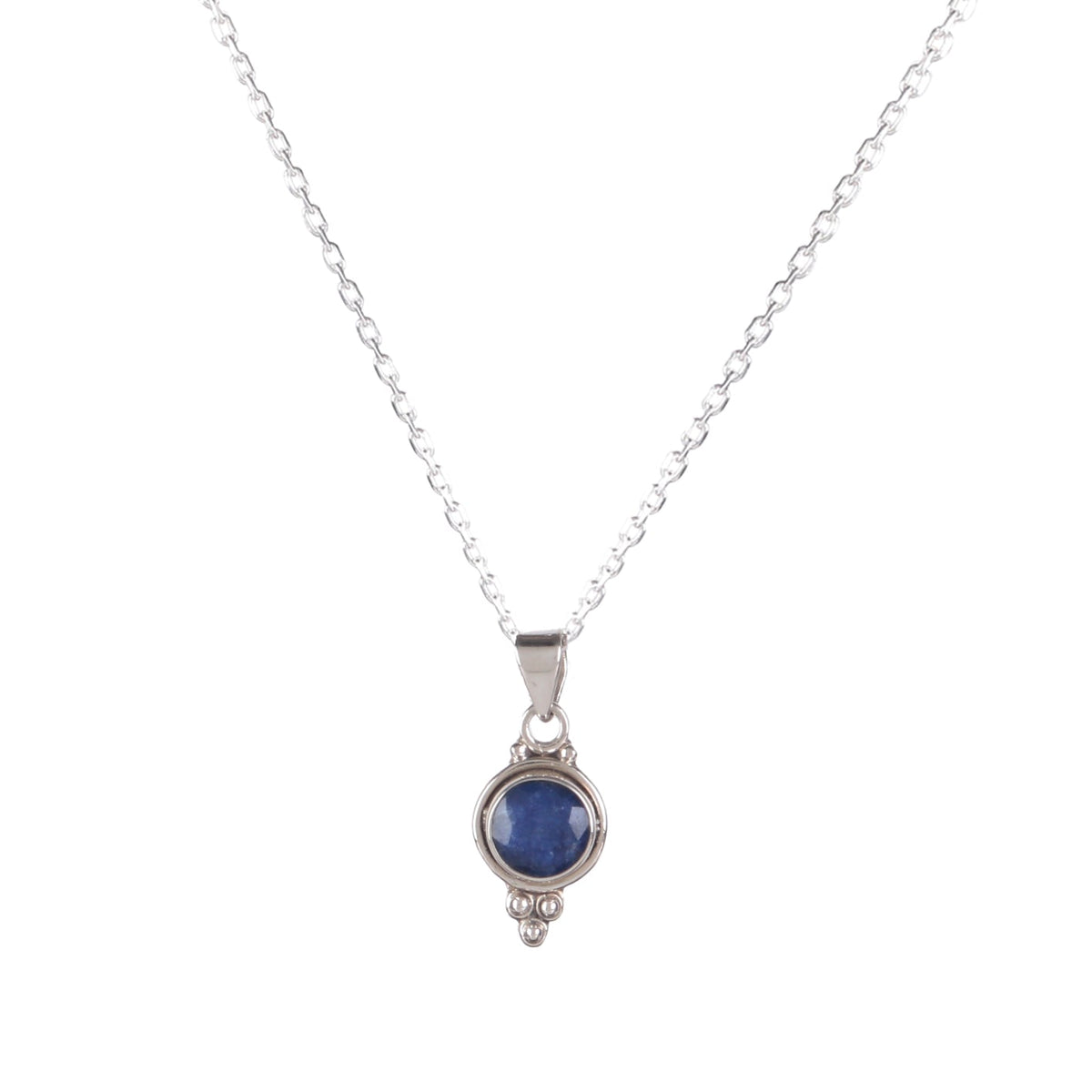 925 Sterling Silver Blue Sapphire Pendant Necklace for Women with 18" Chain | Handmade Luxury Jewelry | Deep Blue Gemstone | Elegant Gift